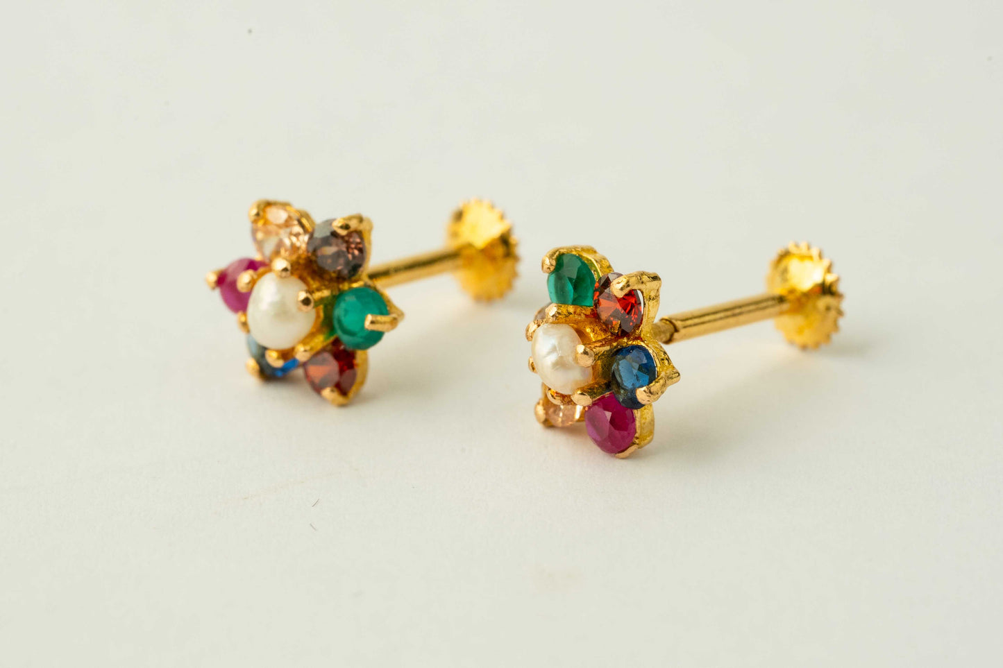 Vibrant Gemstone Flower Earrings