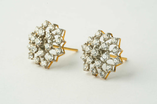 Gold and Silver Floral Stud Earrings