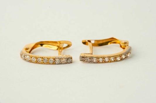 Stone Studded Gold Earclips