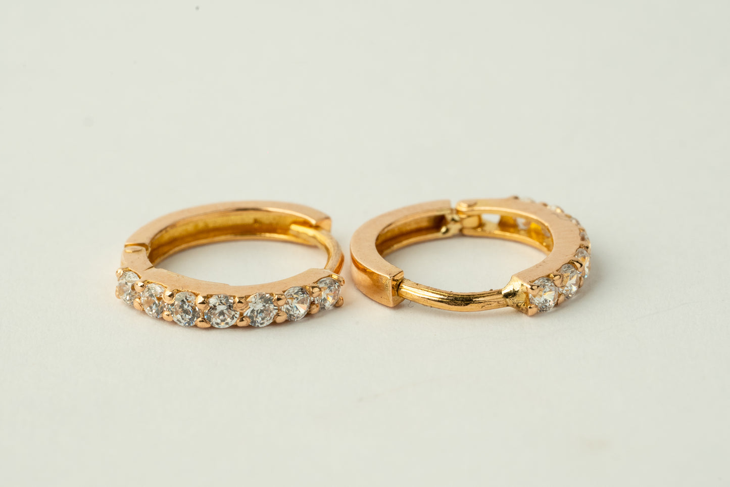 Gold Hoops with Sparkling Stone